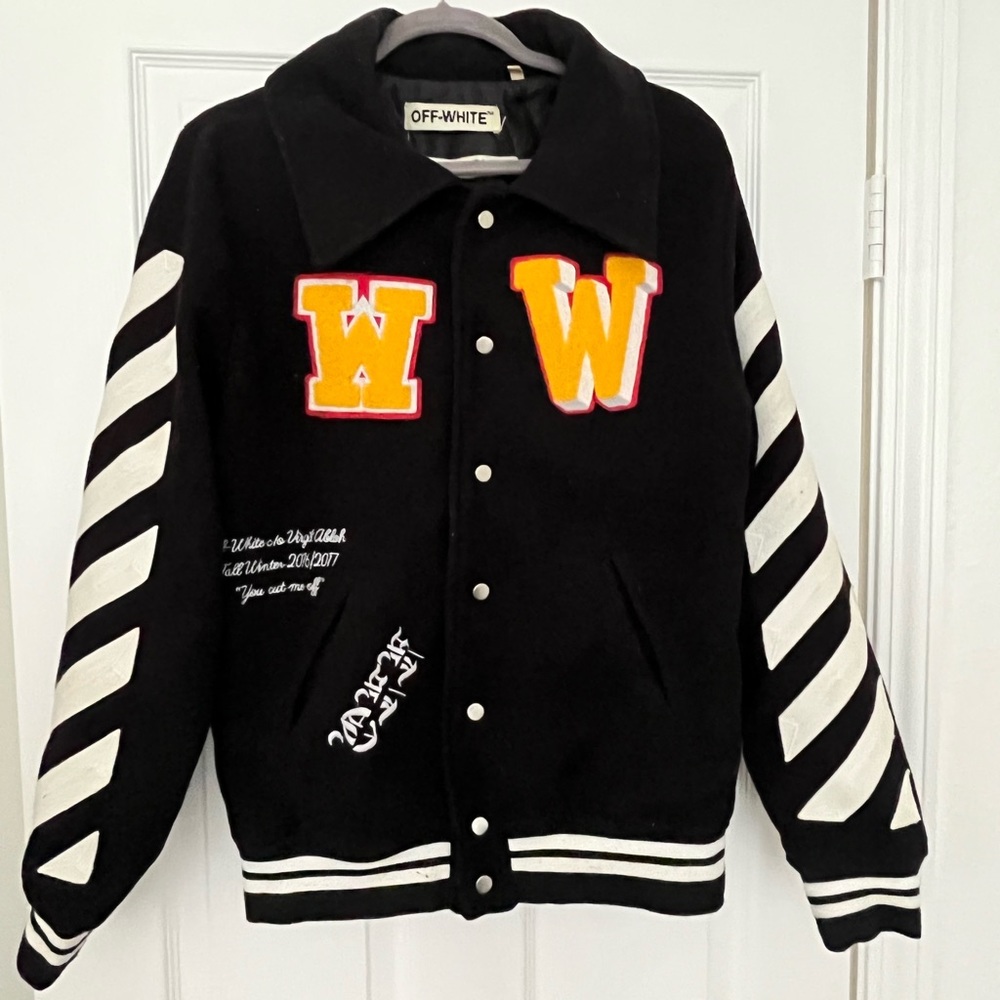 Off-White Virgil Abloh FW16/17 Casual Wool Varsity Jacket